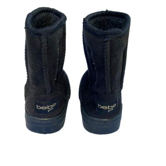 bebe Girls Black Suede Fabric Booties, Lined with Faux Fur, Rubber Soles, sz 7 - Picture 10 of 11